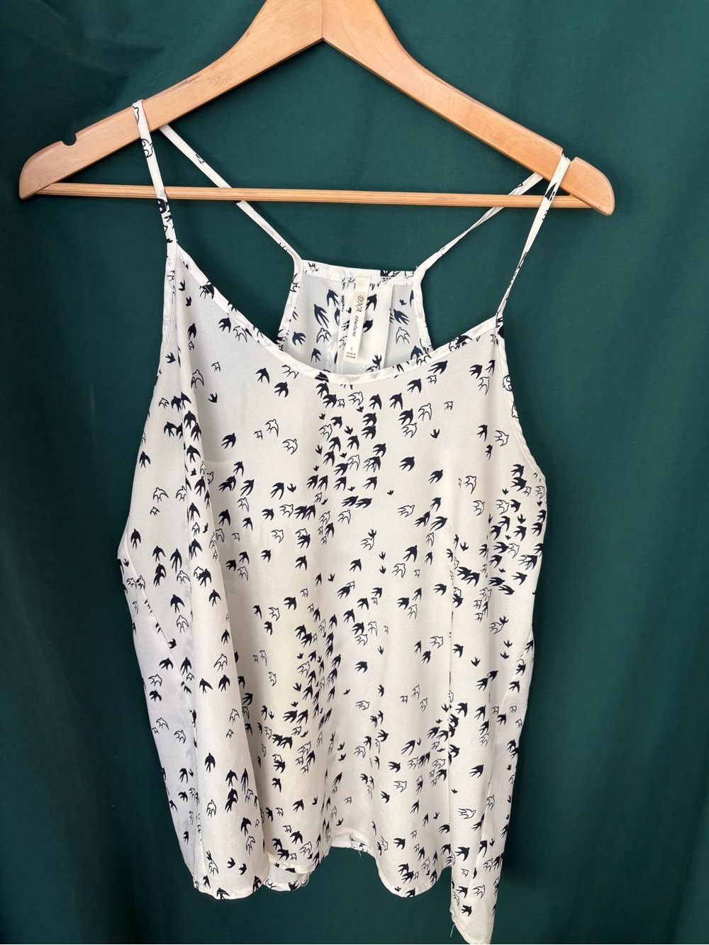 DNA couture Cream Tank with Navy Bird Print